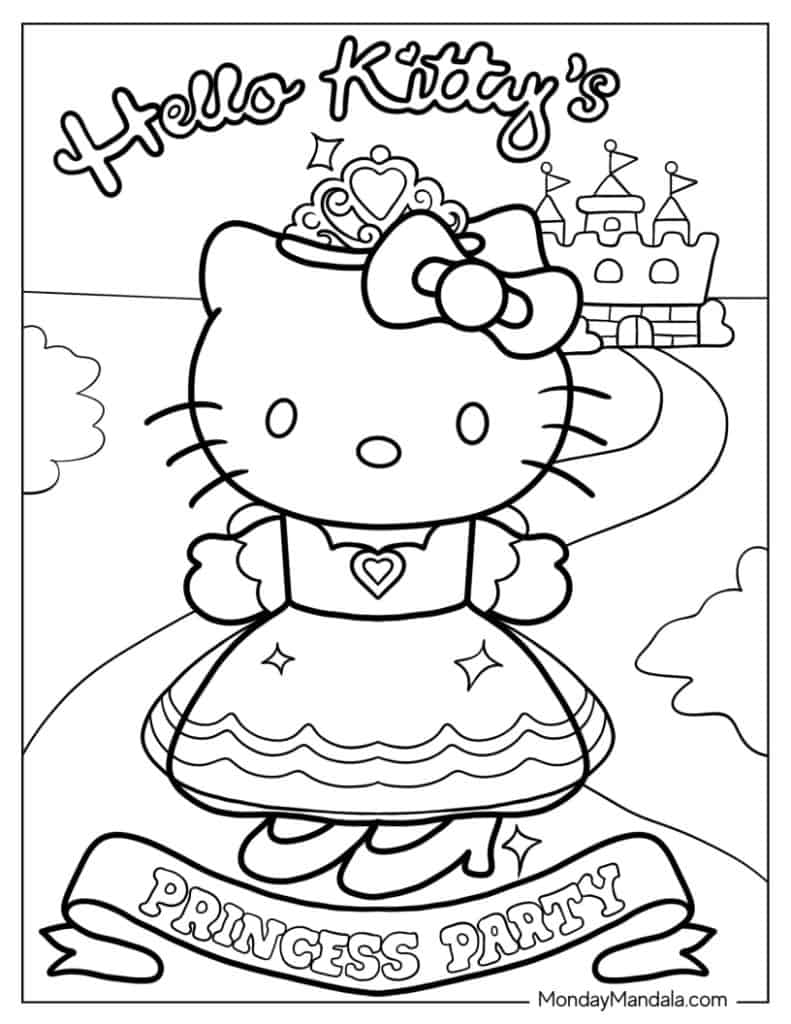Hello kitty coloring pages free pdf printables