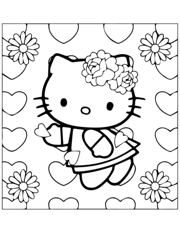 Kitty in love coloring page free printable coloring pages