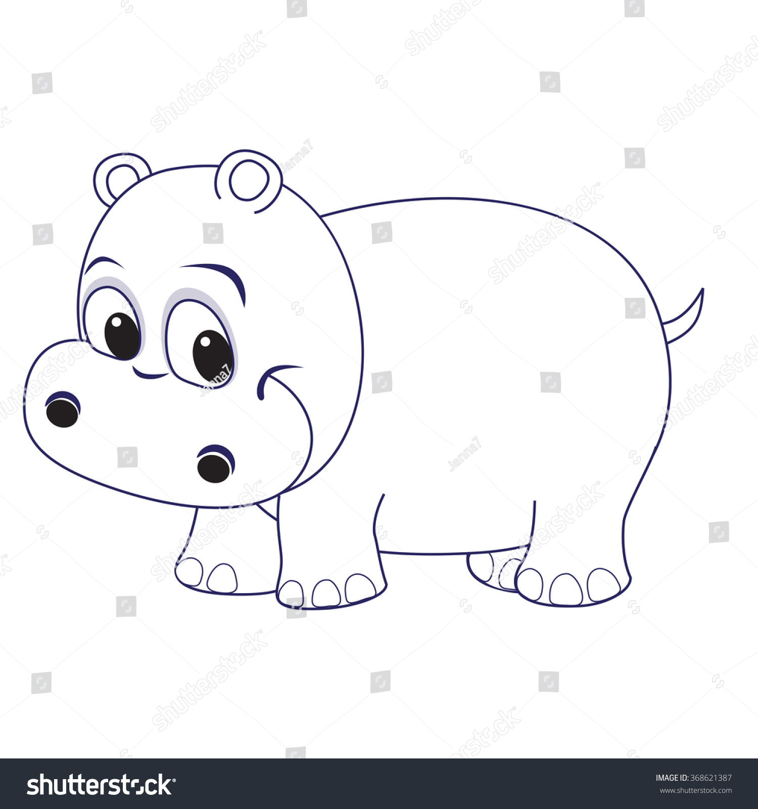 Cute hippo baby coloring page stock vector royalty free