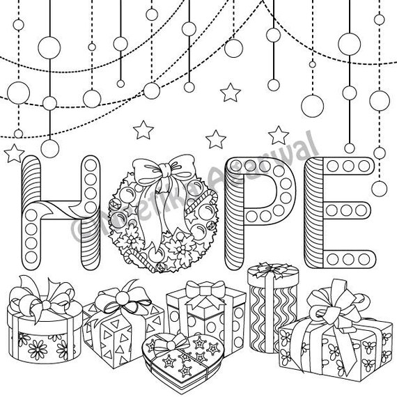 Christmas hope adult coloring page christmas coloring page printable coloring page digital download instant download