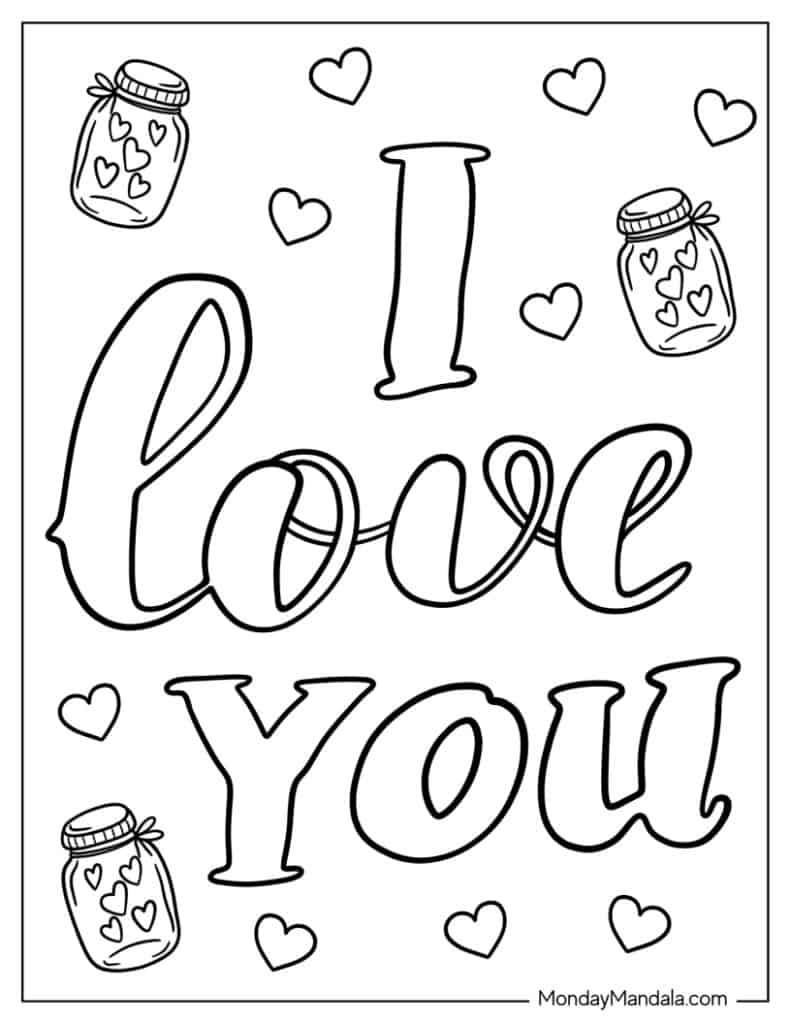 I love you coloring pages free pdf printables