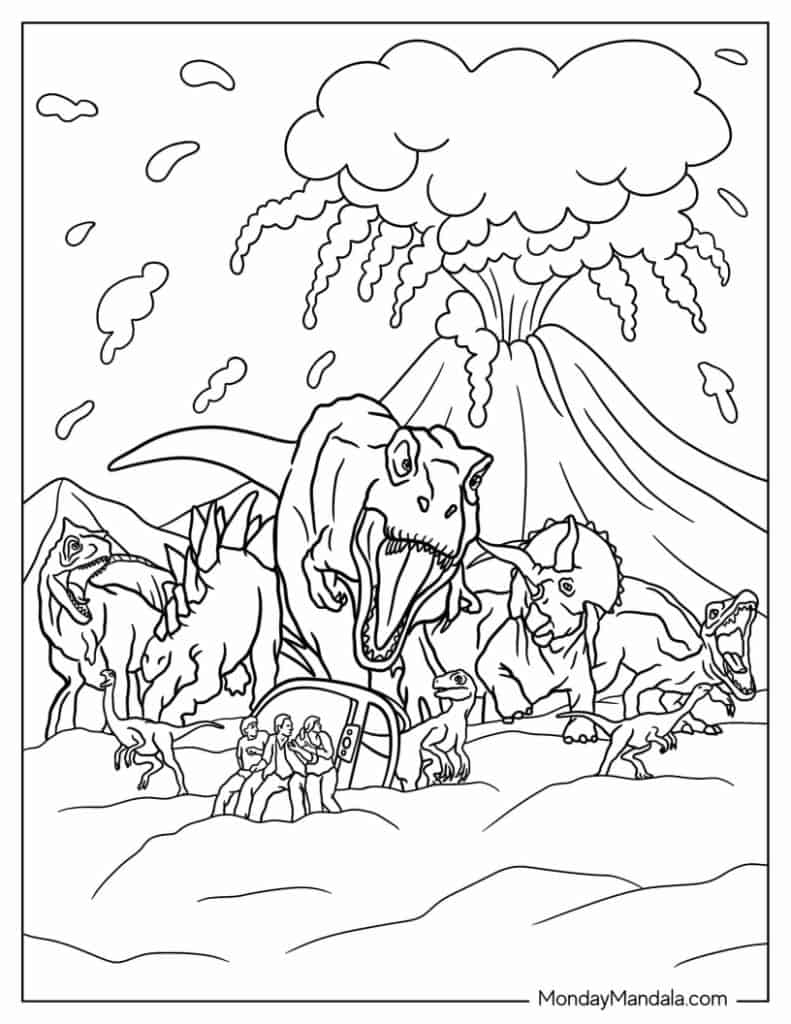 Jurassic park coloring pages free pdf printables