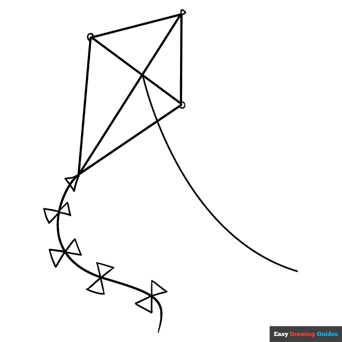 Kite coloring page easy drawing guides