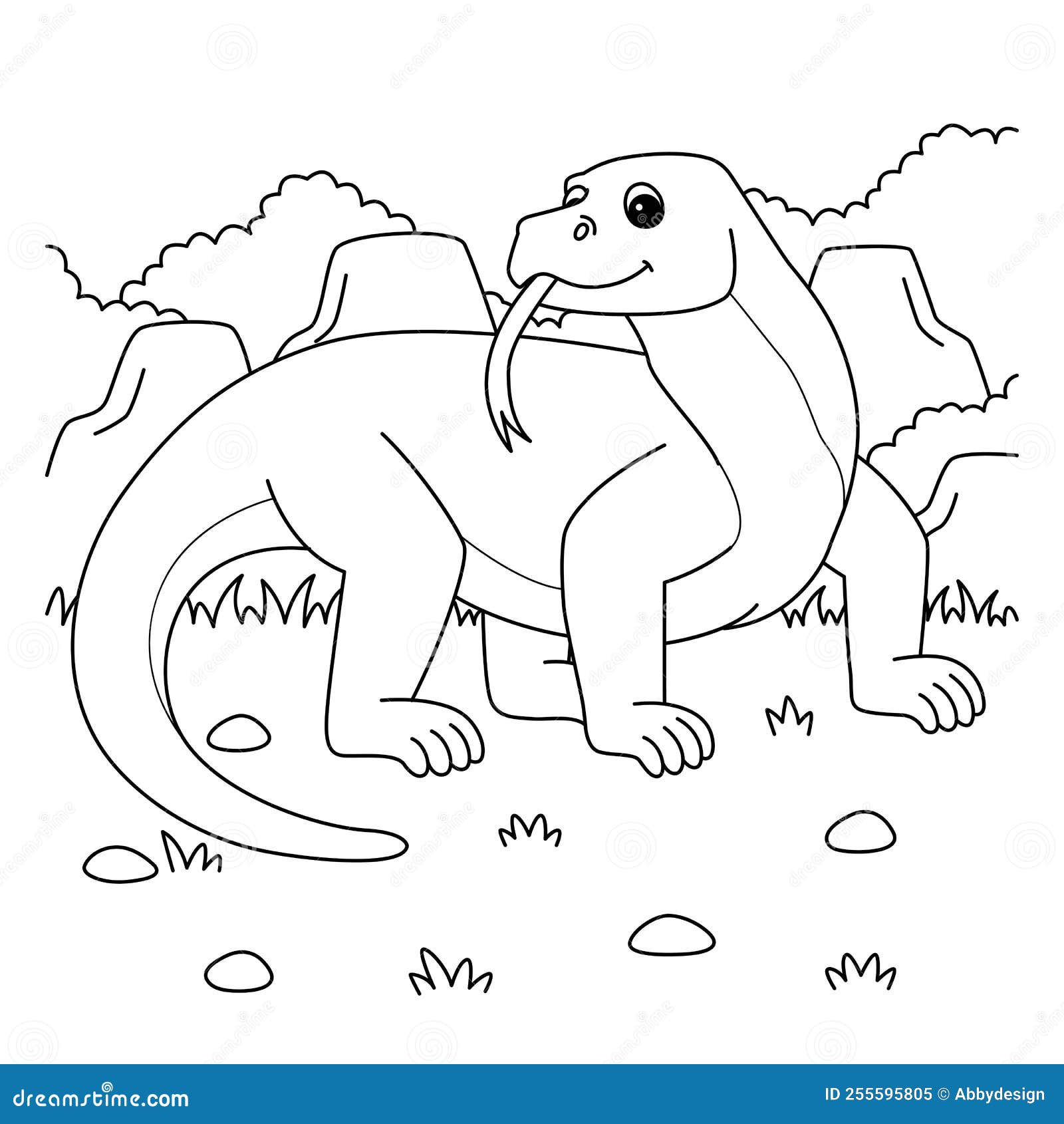 Komodo dragon animal coloring page for kids stock vector