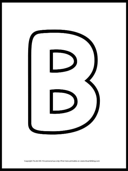 Freebie lowercase letter b outline coloring page â the art kit