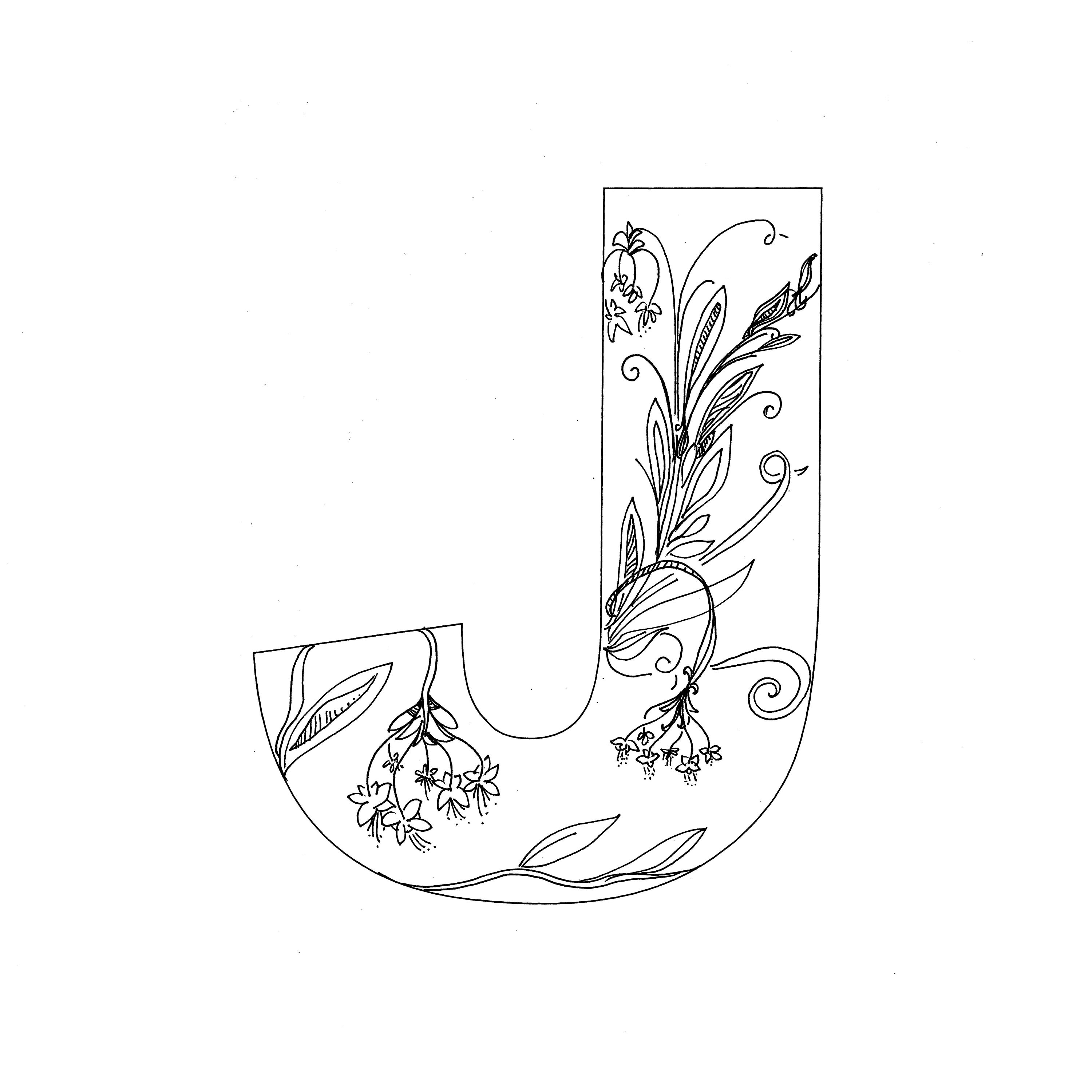 Coloring pages the letter j floral coloring page floral monogram initial j decorative letter