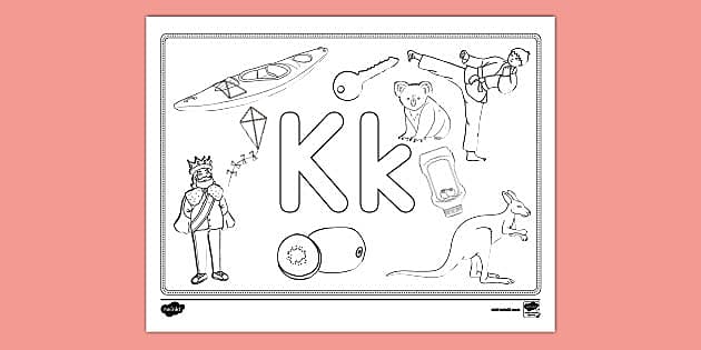 Letter k loring page teacher made