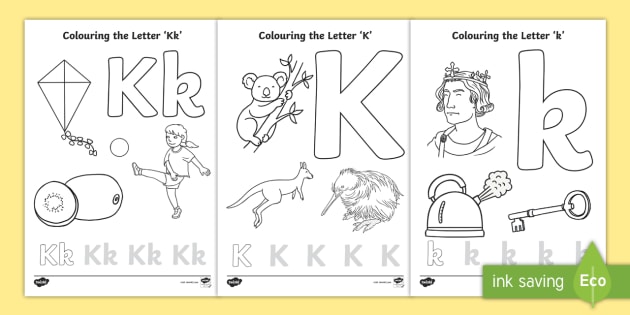 Letter k louring pages teacher made