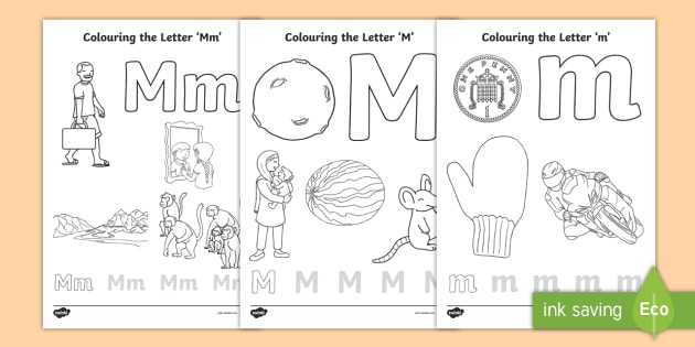 Letter m colouring pages teacher made