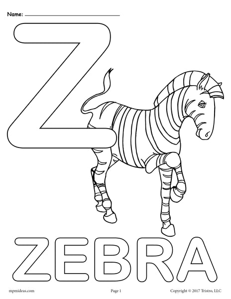 Letter z alphabet coloring pages
