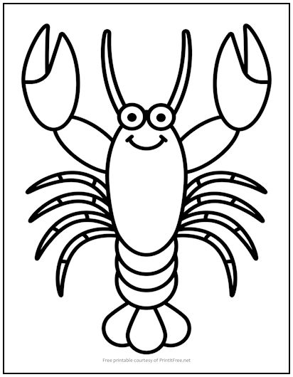 Smiling lobster coloring page print it free