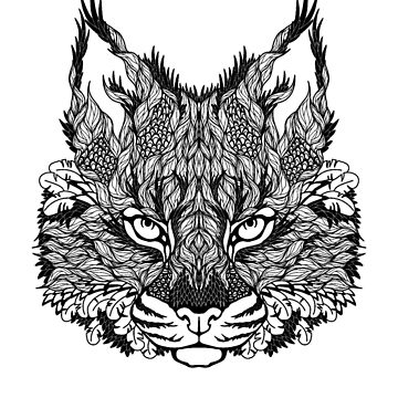 Adult coloring lynx art print by yuna