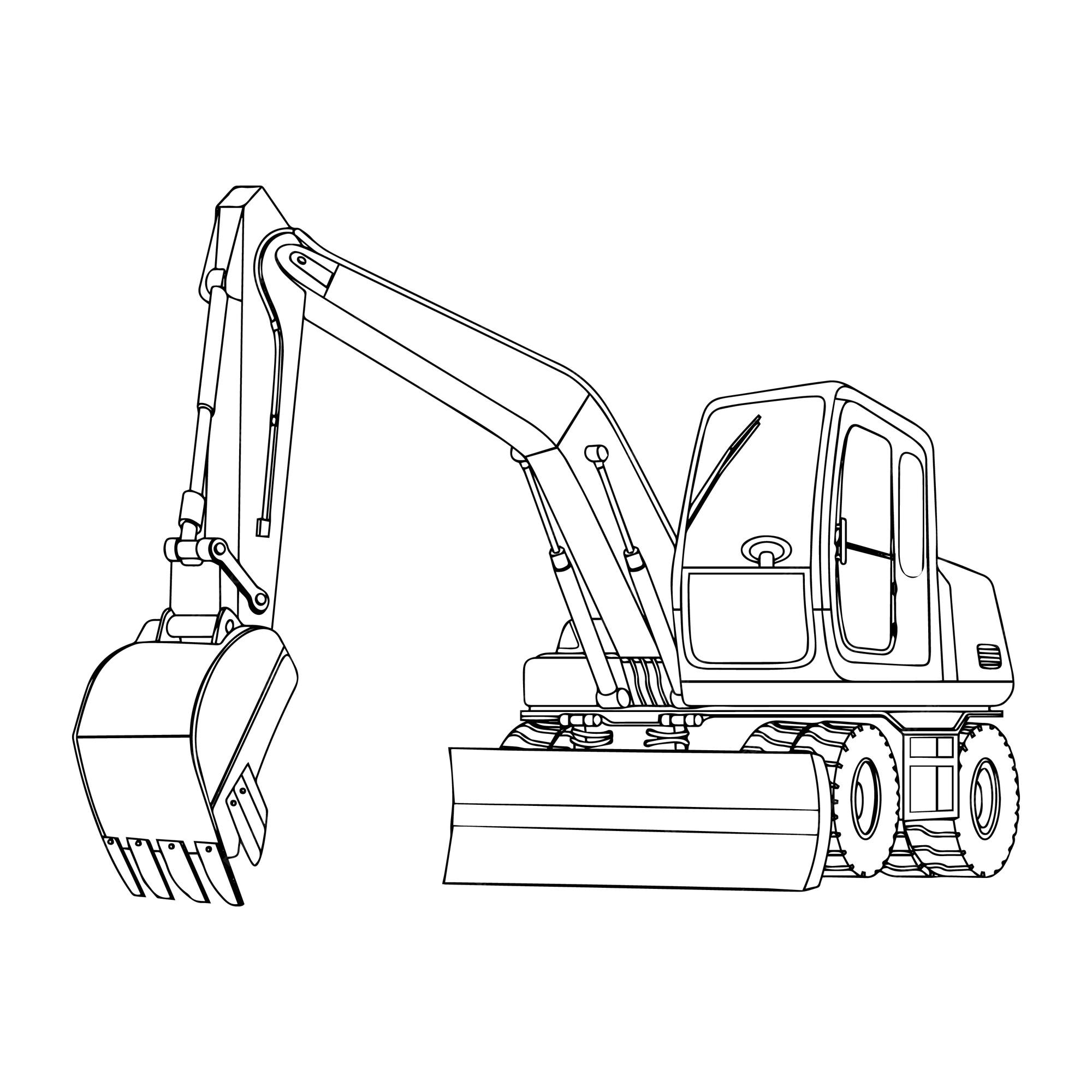 Premium vector construction machine coloring pages for kids