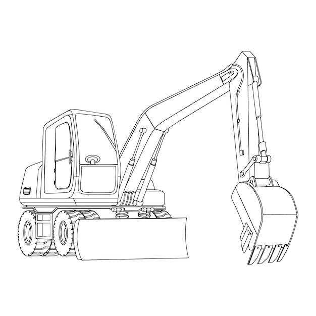 Premium vector construction machine coloring pages for kids