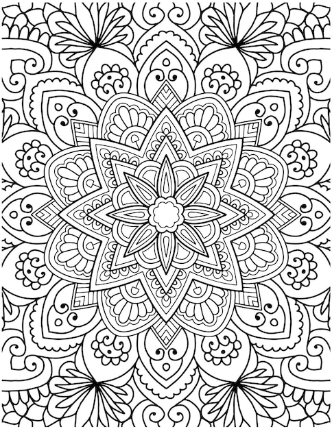 Premium vector hand drawn mandala coloring pages for adult coloring book floral hand drawn mandala coloring page