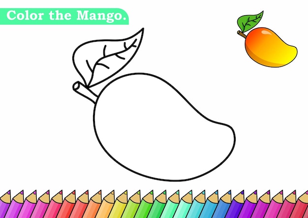 Premium vector coloring page for mango vector illustration kindergarten coloring pages activity worksheet