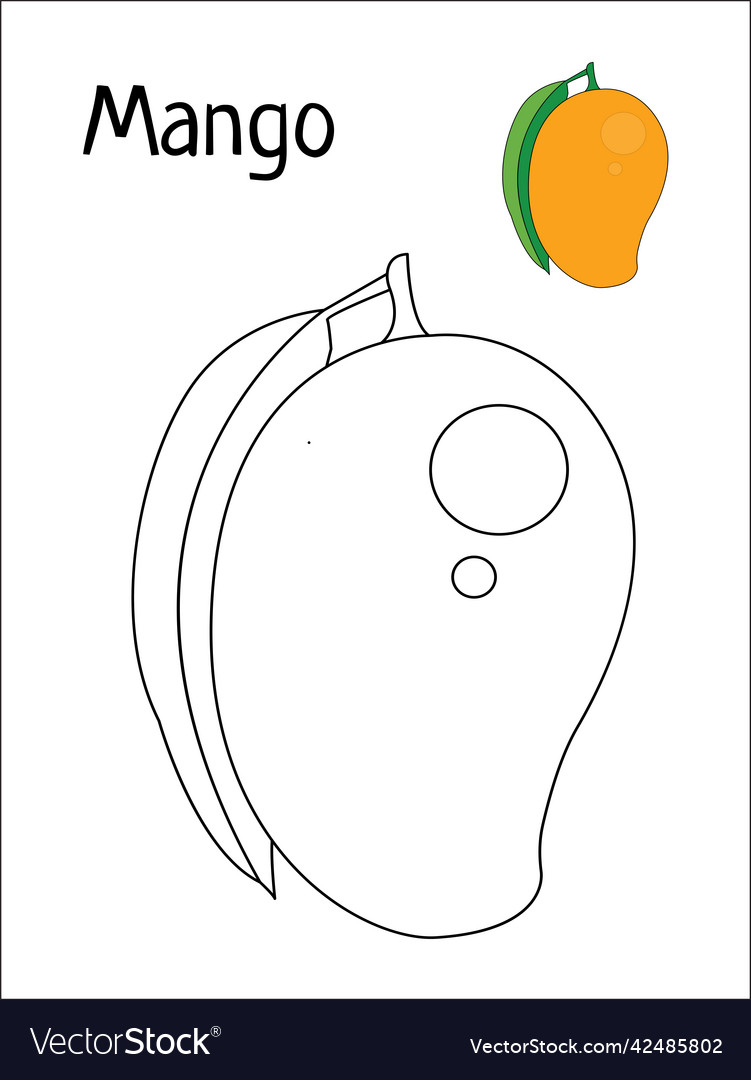 Mango coloring pages for kids royalty free vector image