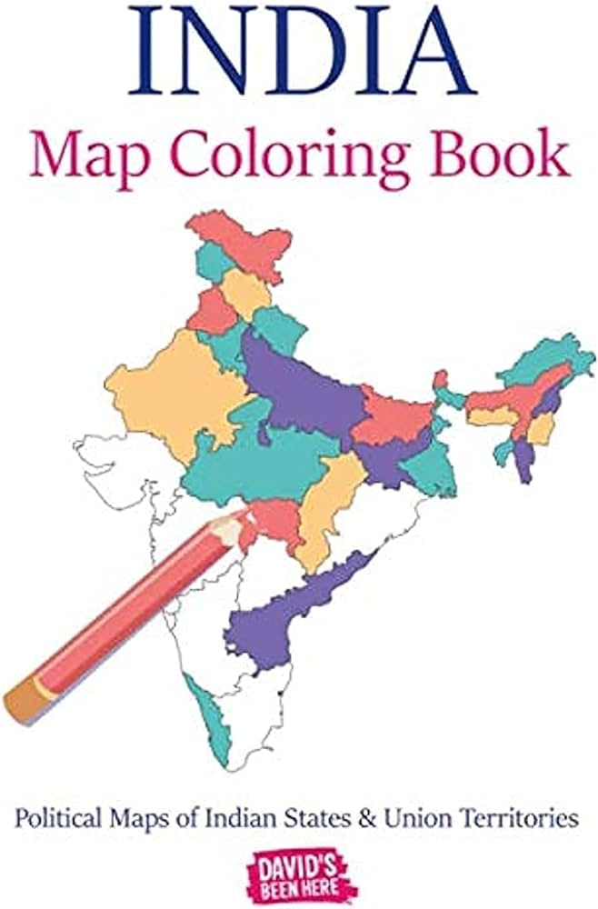 India map coloring book political maps of indian states union territories davidsbeenhere books