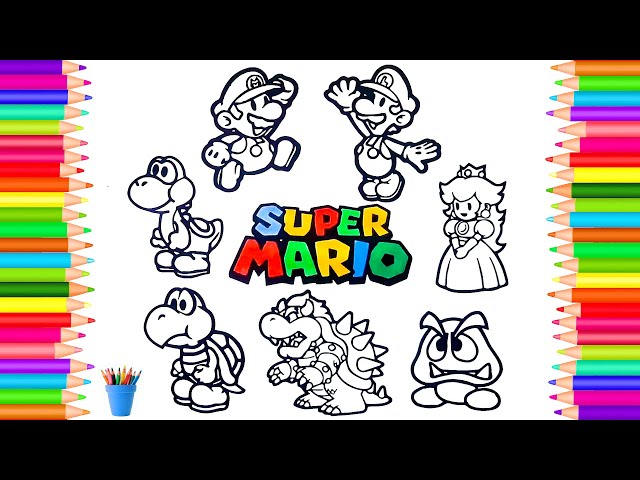 Coloring mario luigi and yoshi super mario bros coloring page super mario coloring book