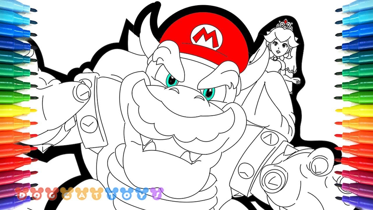How to draw super mario odyssey bowser mario princess peach drawing coloring pages for kids