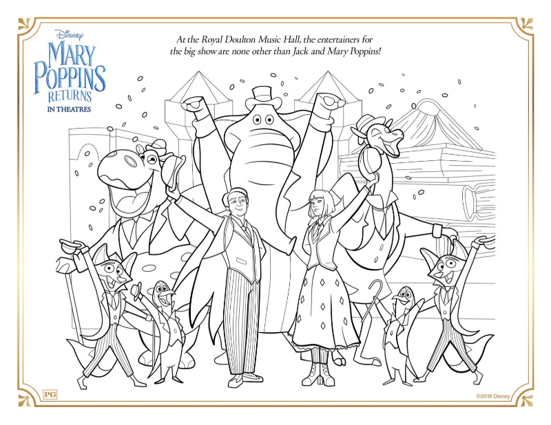 Mary poppins music hall coloring page