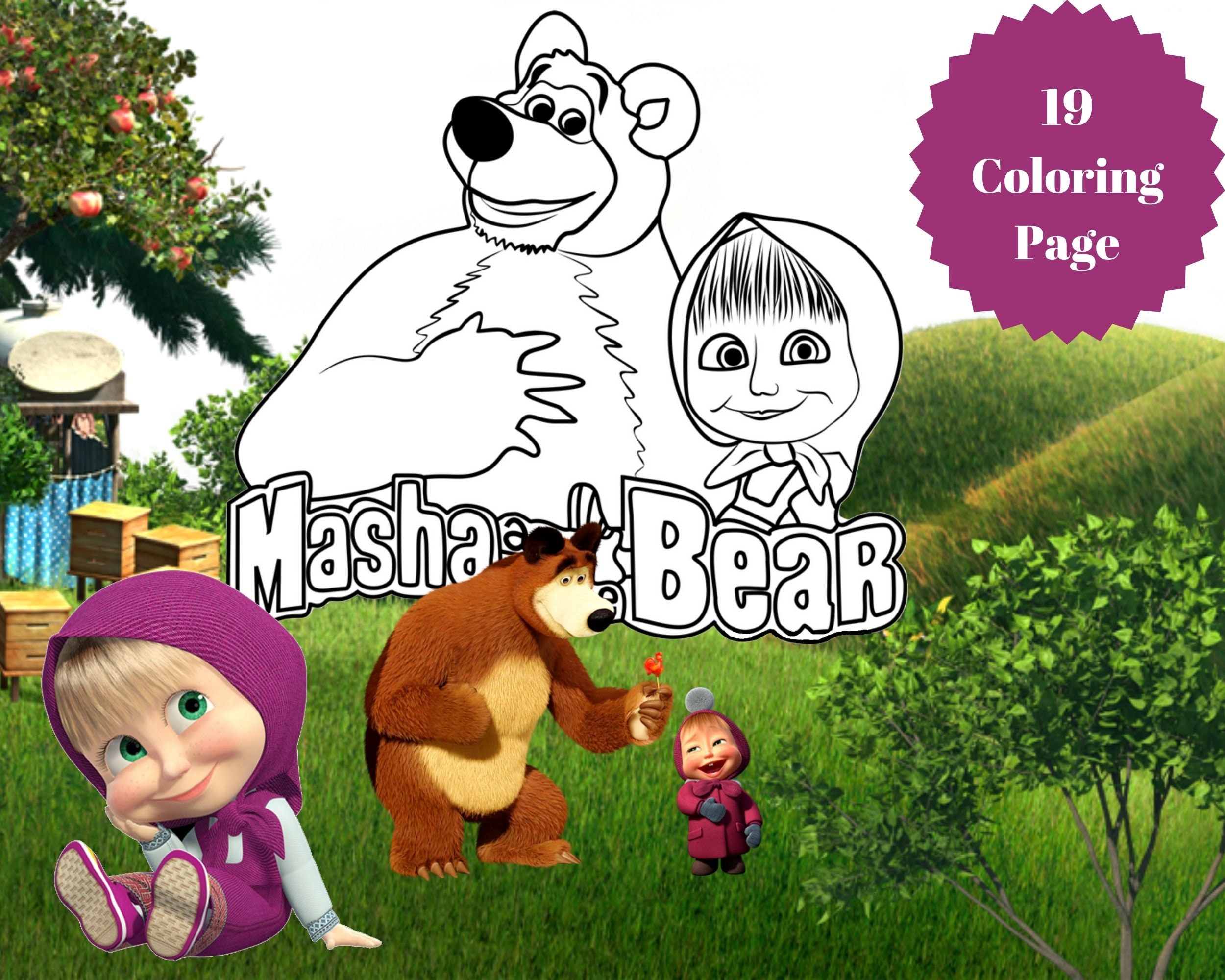 Coloring pages for kids masha and the bear coloring pages printable coloring pages girl coloring pages