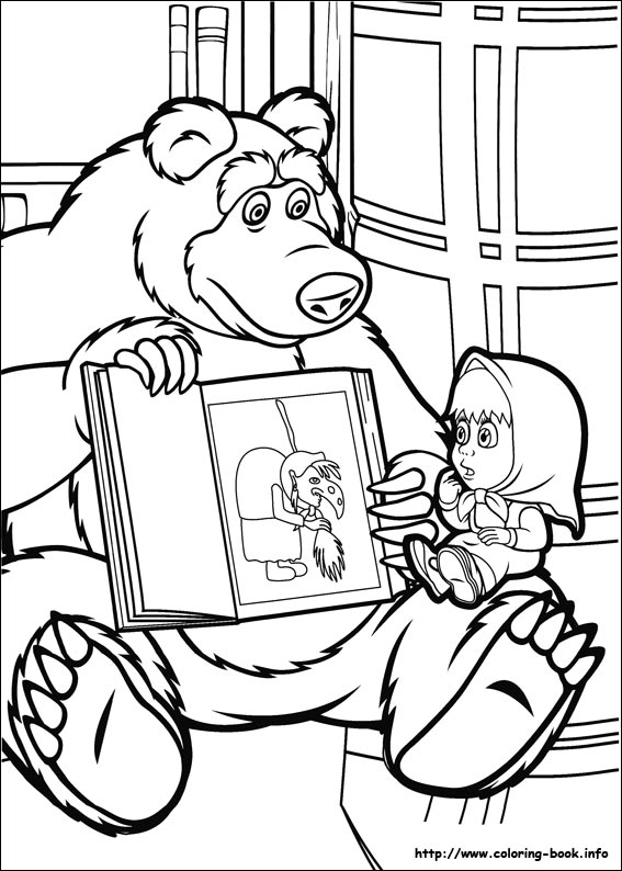 Masha and the bear coloring picture