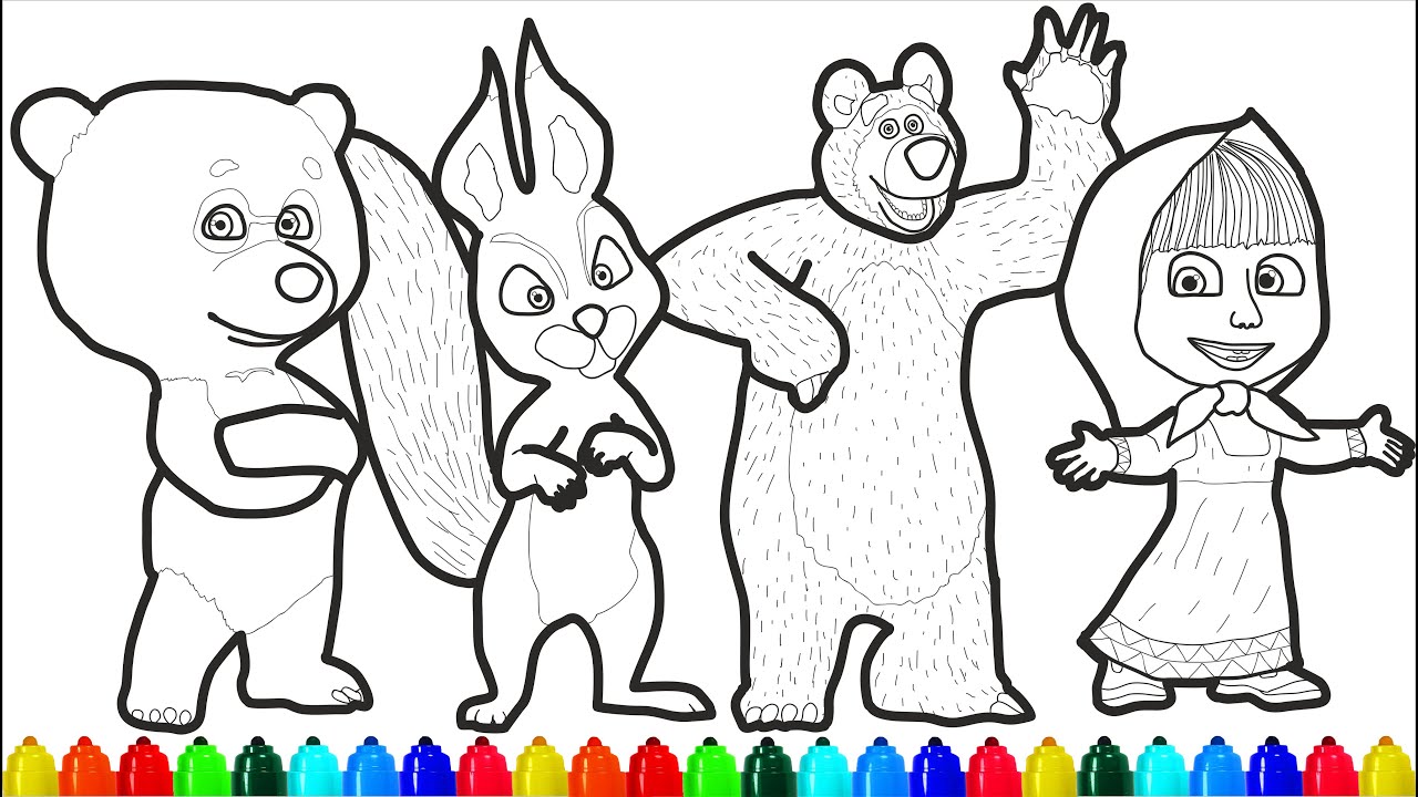 Masha and the bear coloring pages masha and the bear coloring pages colored markers