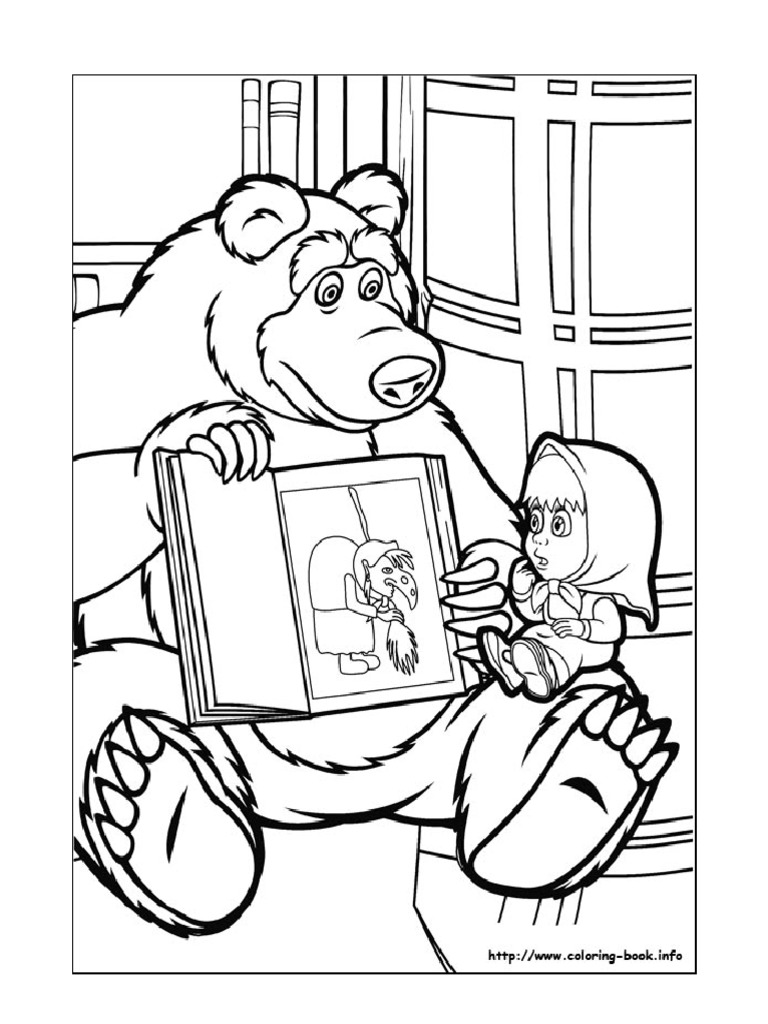 Masha and the bear coloring picture pdf