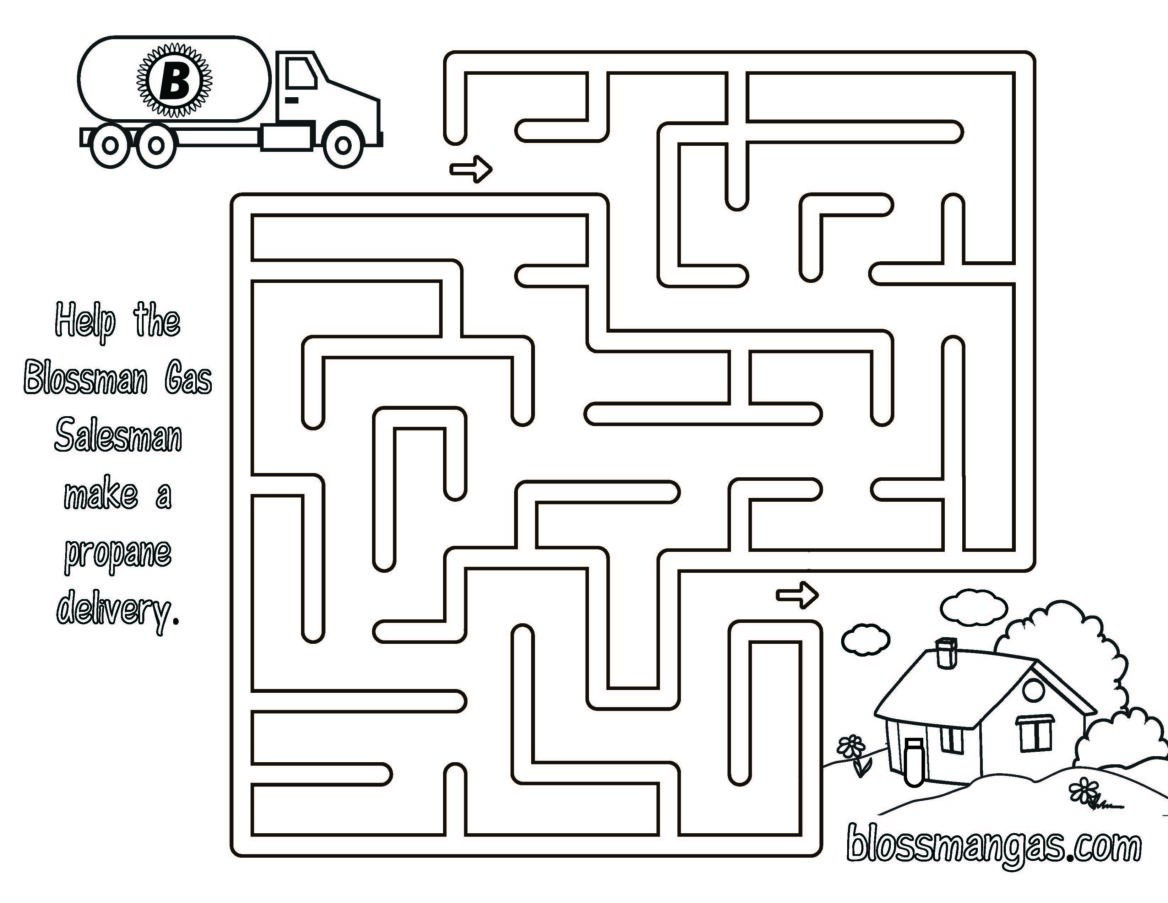 Kids corner coloring pages and mazes with propane pete and cyndi cylinder