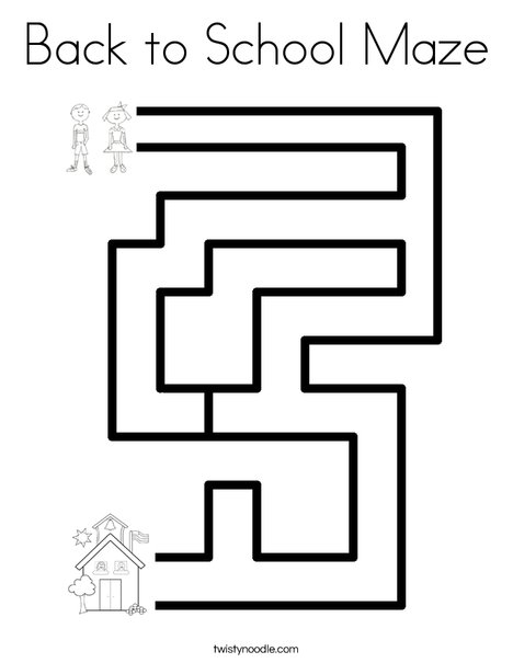 Back to school maze coloring page