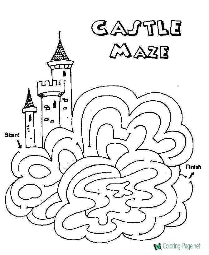 Castle kids printable mazes