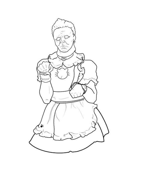 Michael myers maid coloring page digital printable
