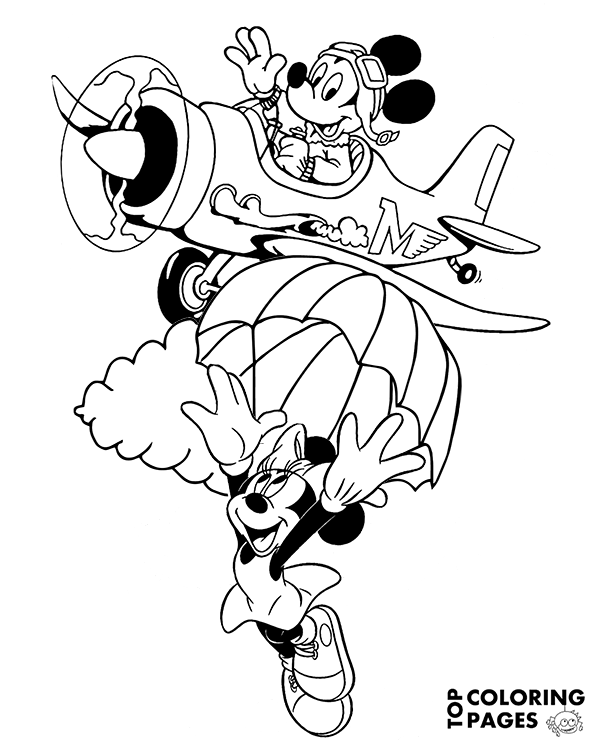 Mickey mouse and minnie mouse on disney coloring page
