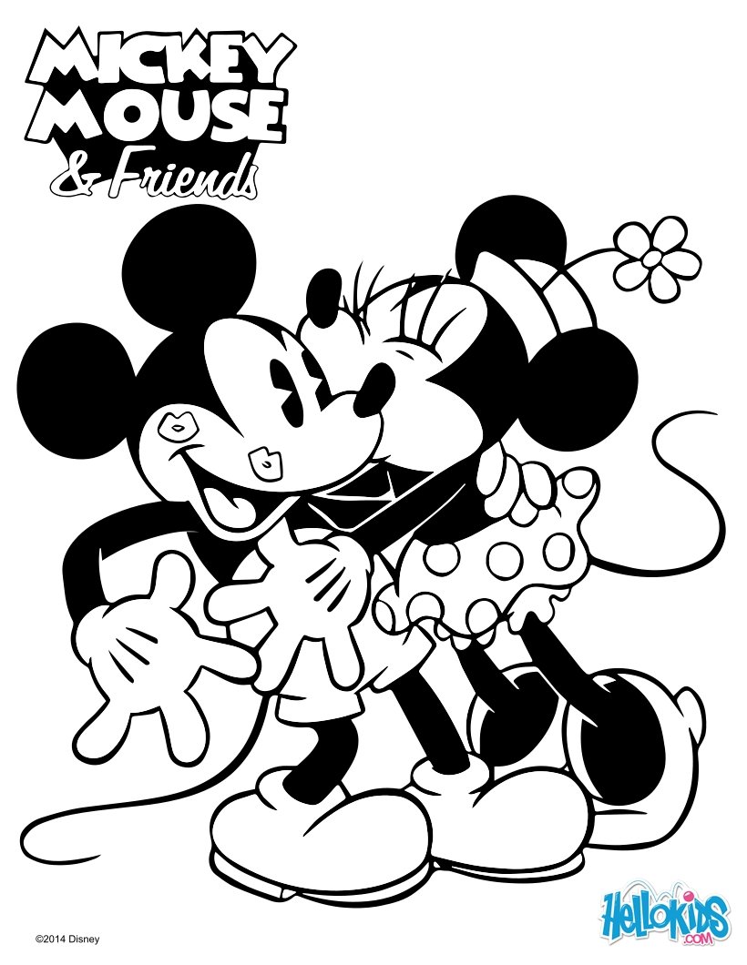 Minnie mouse kisses mickey coloring pages