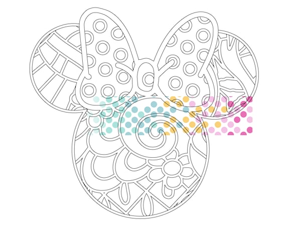 Minnie mouse pdf zentangle printable coloring page