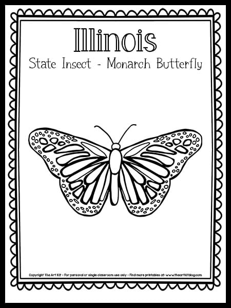 Illinois state insect monarch butterfly coloring page free printable â the art kit