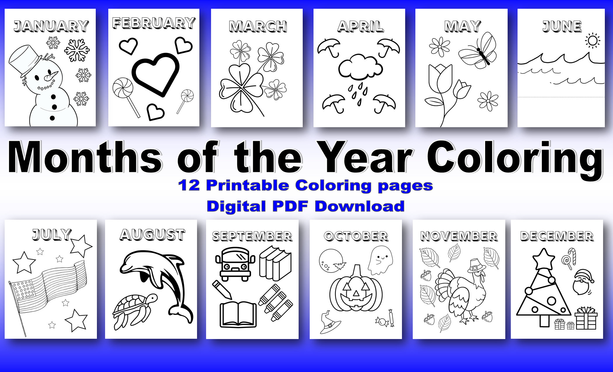 Months of year coloring pages