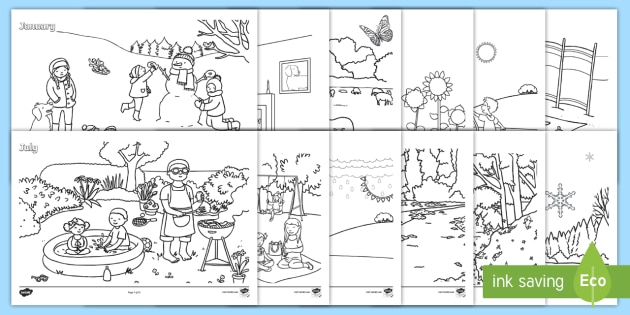 Months of the year louring pages teacher made