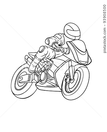 Motorcycle racing isolated coloring page for kids