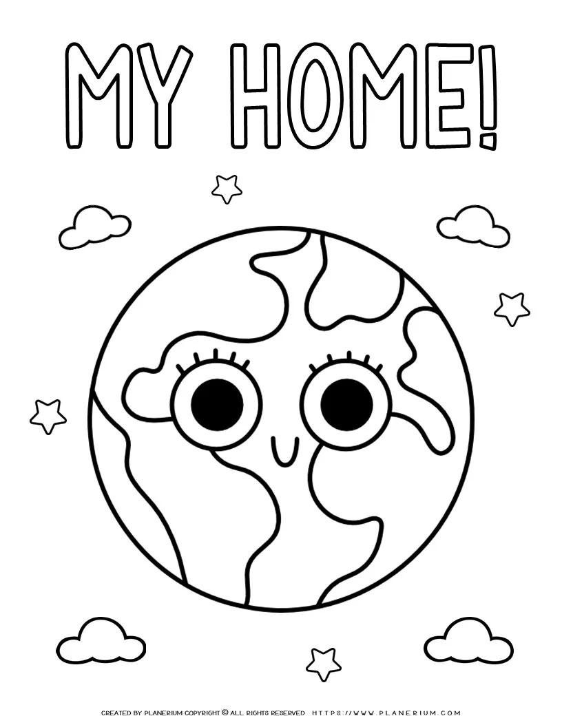 Earth coloring page for kids