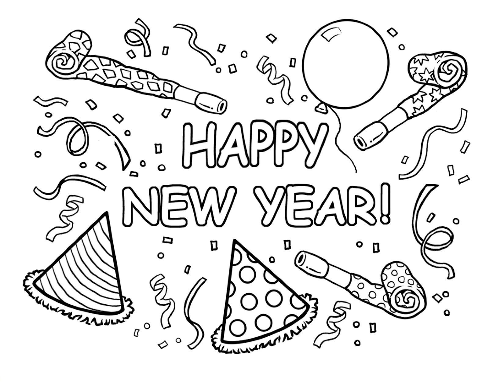Happy new year coloring pages