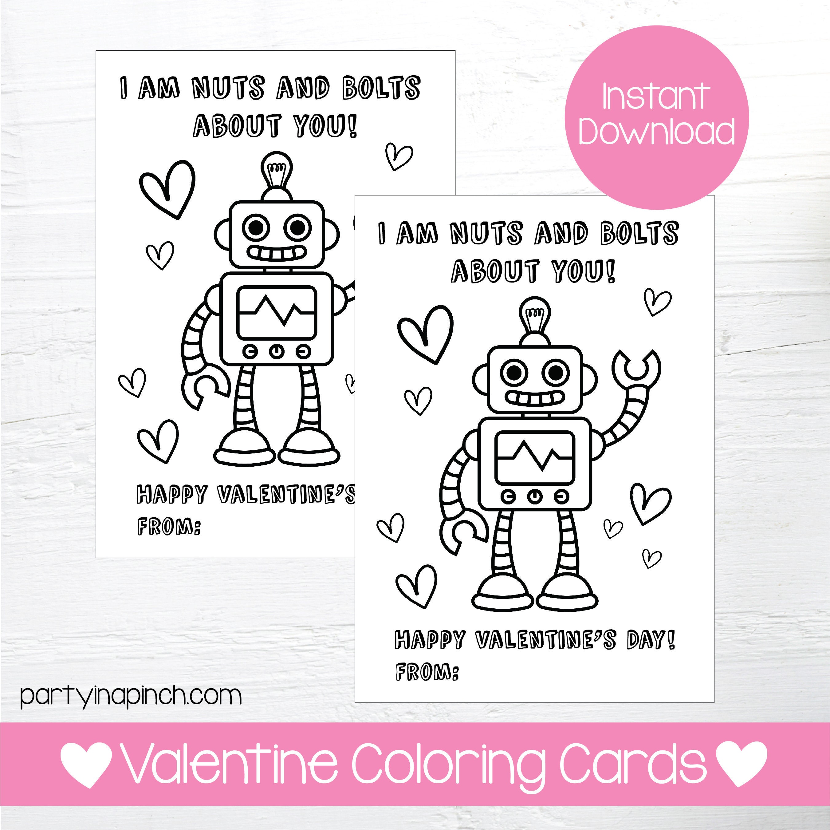 Robot valentine coloring pages robot valentine valentines day robot coloring printable coloring card instant download digital