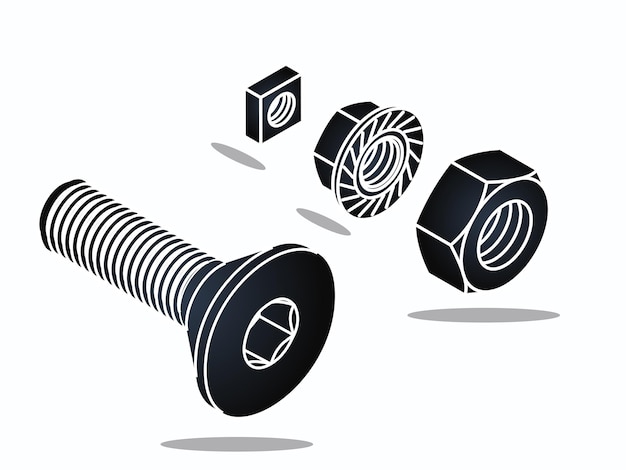Premium vector nuts and bolts with electric icon set vector pro