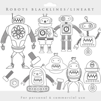 Robot lineart clipart