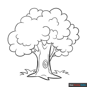 Cartoon tree coloring page easy drawing guides