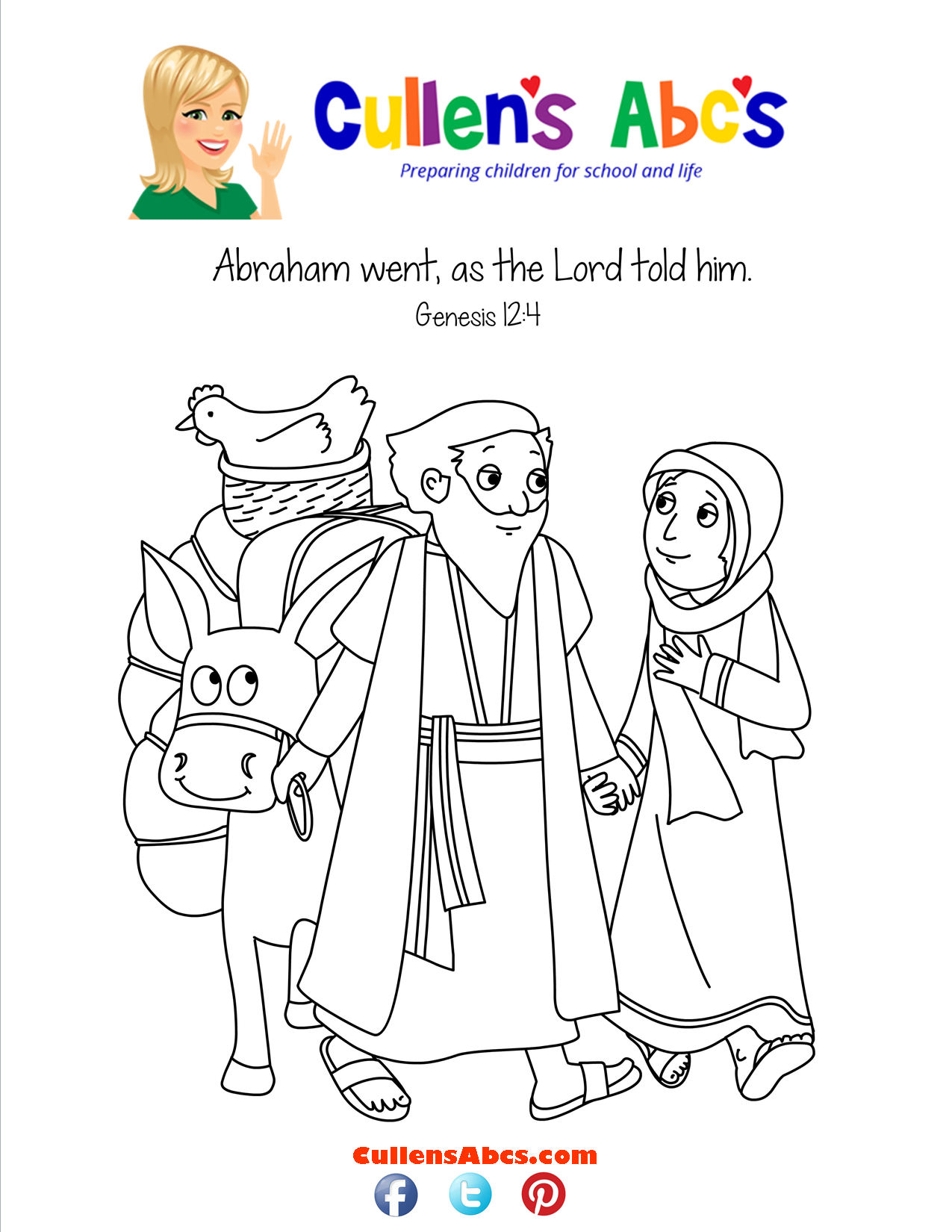 Bible memory verse coloring page a new home abraham sarah free childrens videos activities