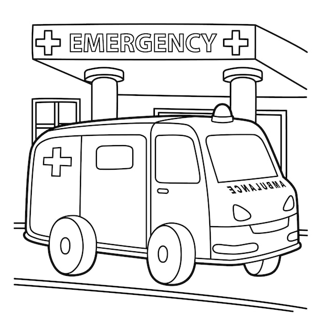 Premium vector ambulance coloring page