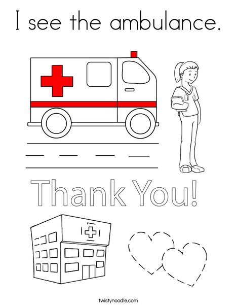 I see the ambulance coloring page