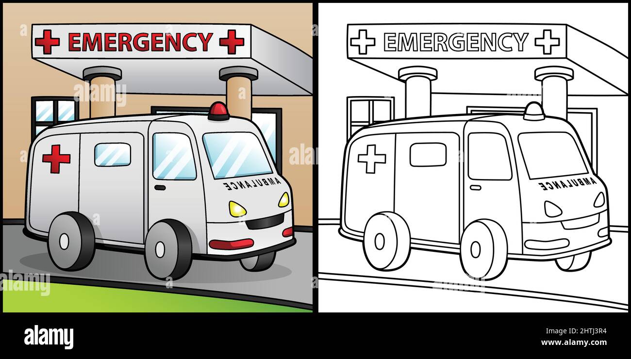 Ambulance coloring page vehicle illustration stock vector image art